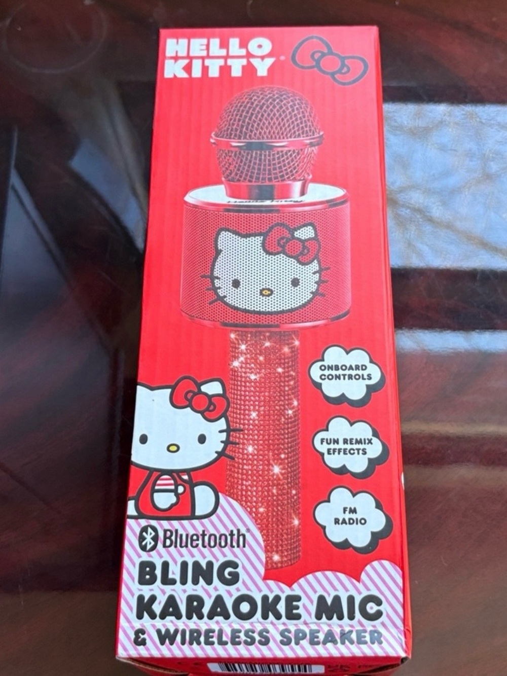 Hello Kitty Red Bling Bluetooth Karaoke Microphone & Speaker - Pink Bow Detail